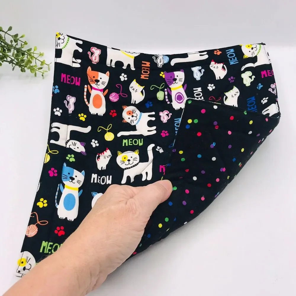 Microwave Bowl Cozy Holder, Reversible, Cute Cats, 3 Sizes, Plate, Soup, Pint